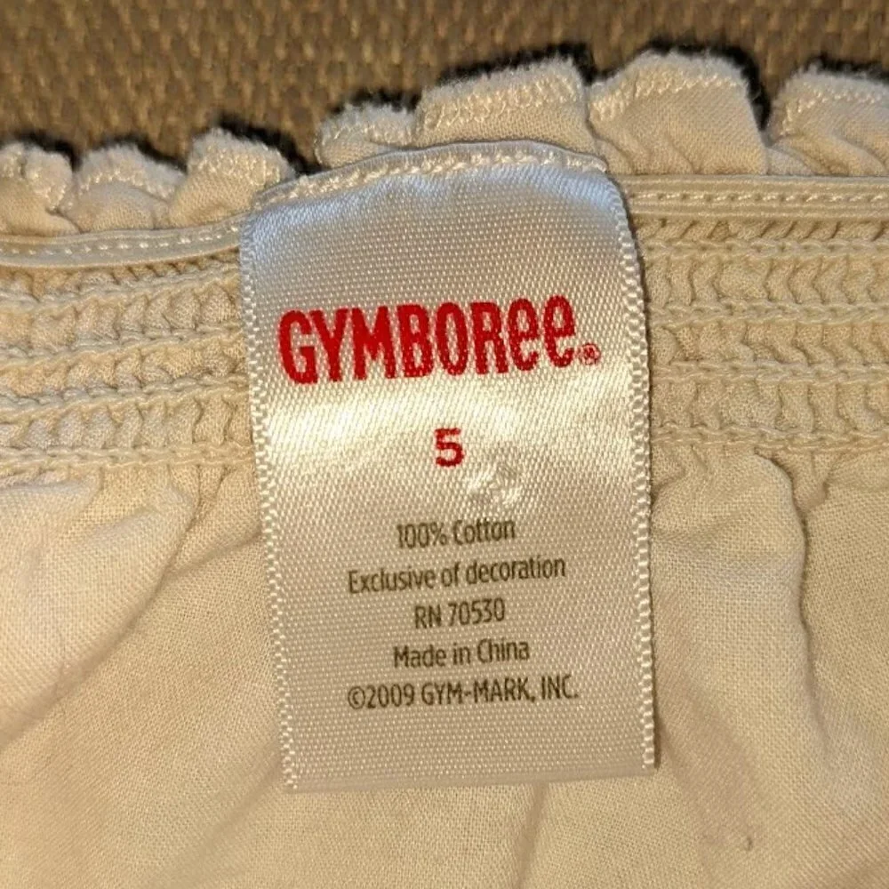 Gymboree Girls White Blouse w/ Embroidered Purple Flowers Size 5